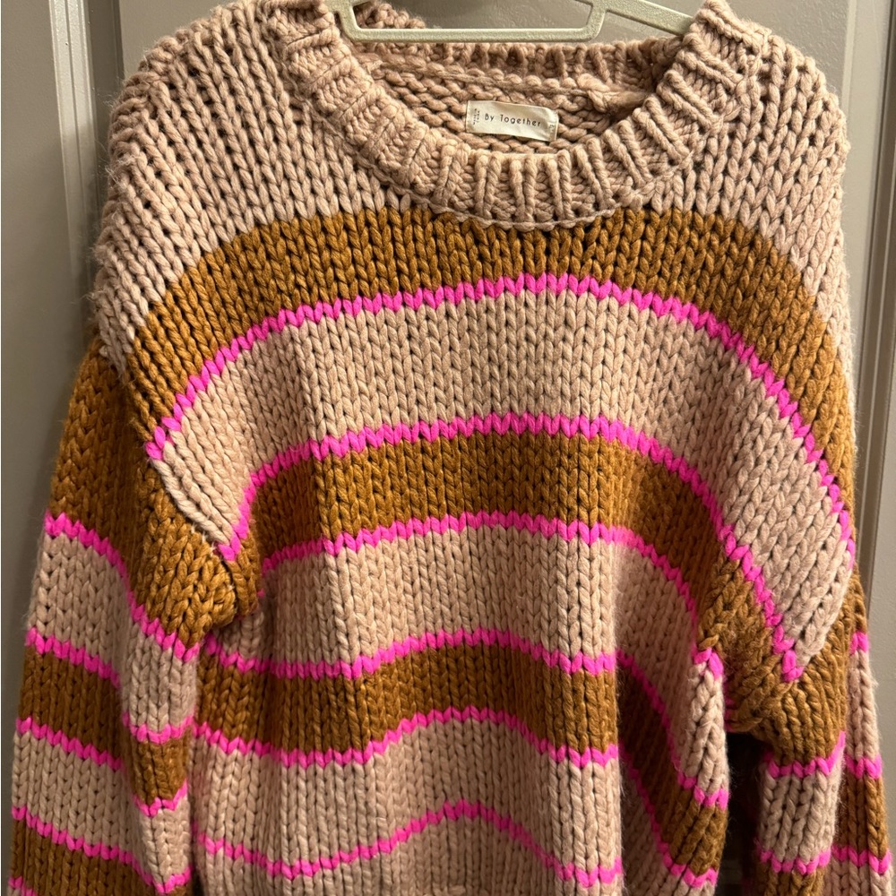 Multi color cable knit sweater